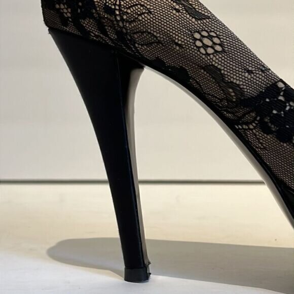 Stuart Weitzman Lillie Nude Luxe Lace Peep Toe Platform Heels Size 10 - Picture 7 of 16